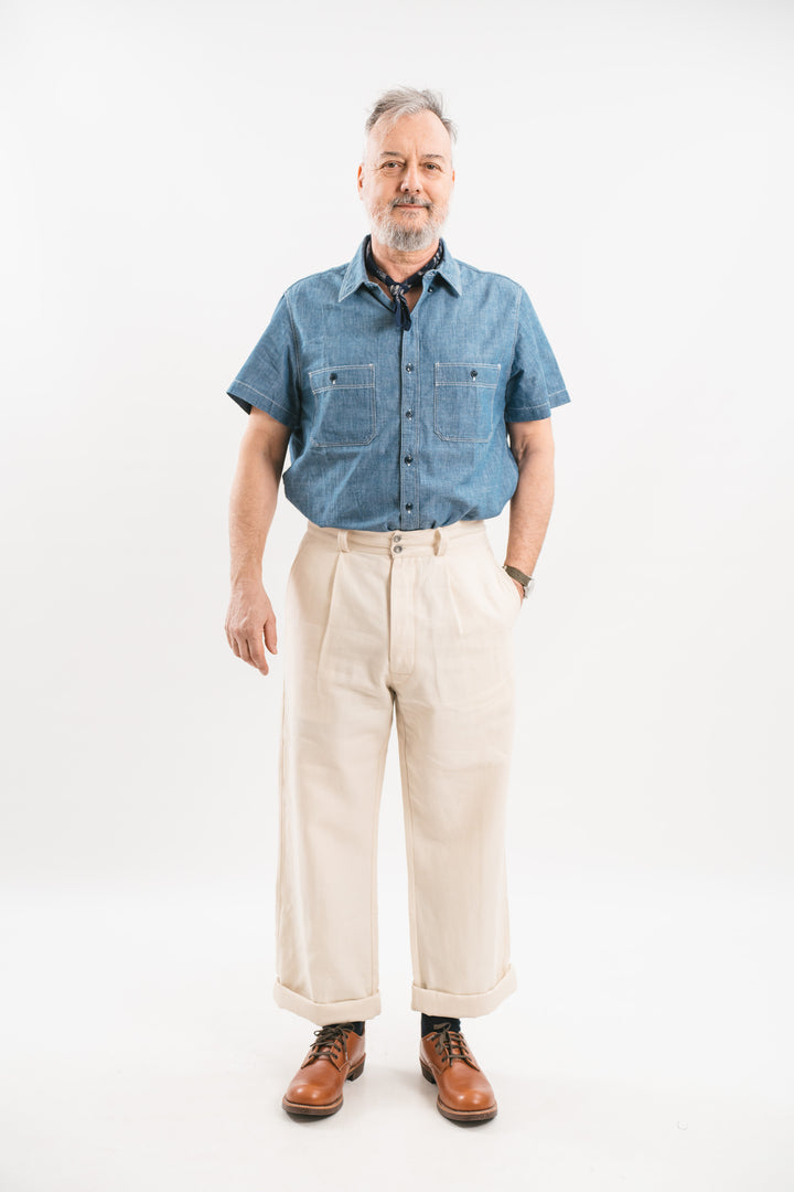 Blue and Off-white selvedge denim trousers