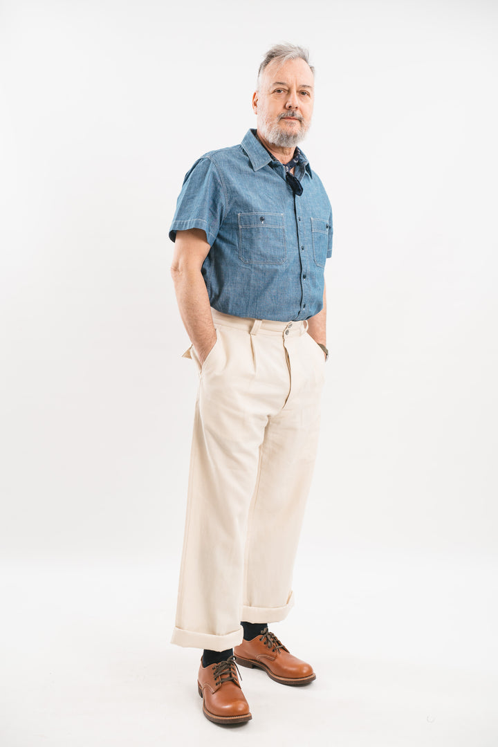 Blue and Off-white selvedge denim trousers