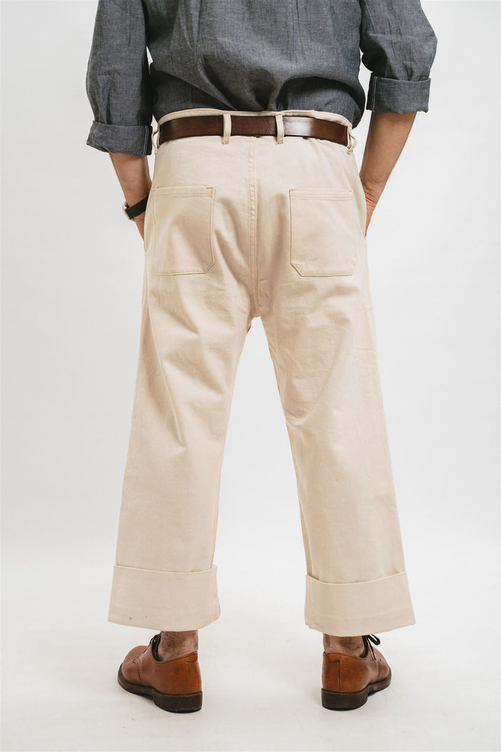 Pantalone in Denim Blue e Off-white Cimosato
