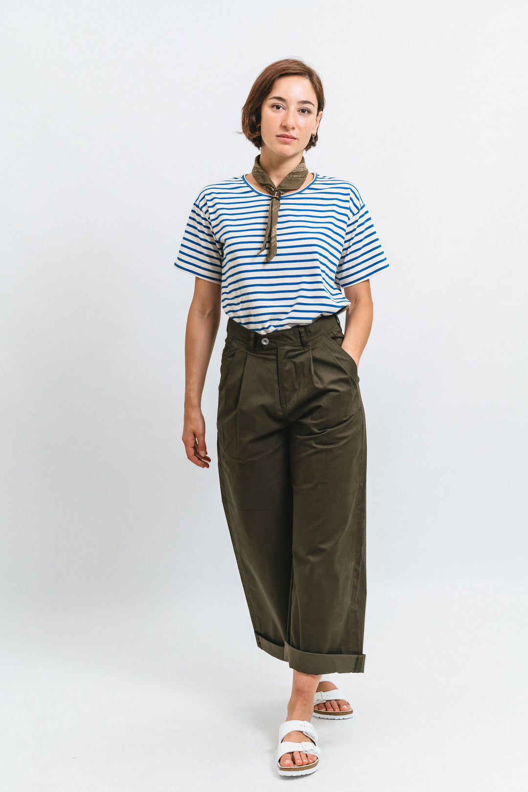 Wide Leg Pleated W/Chino Pants Army