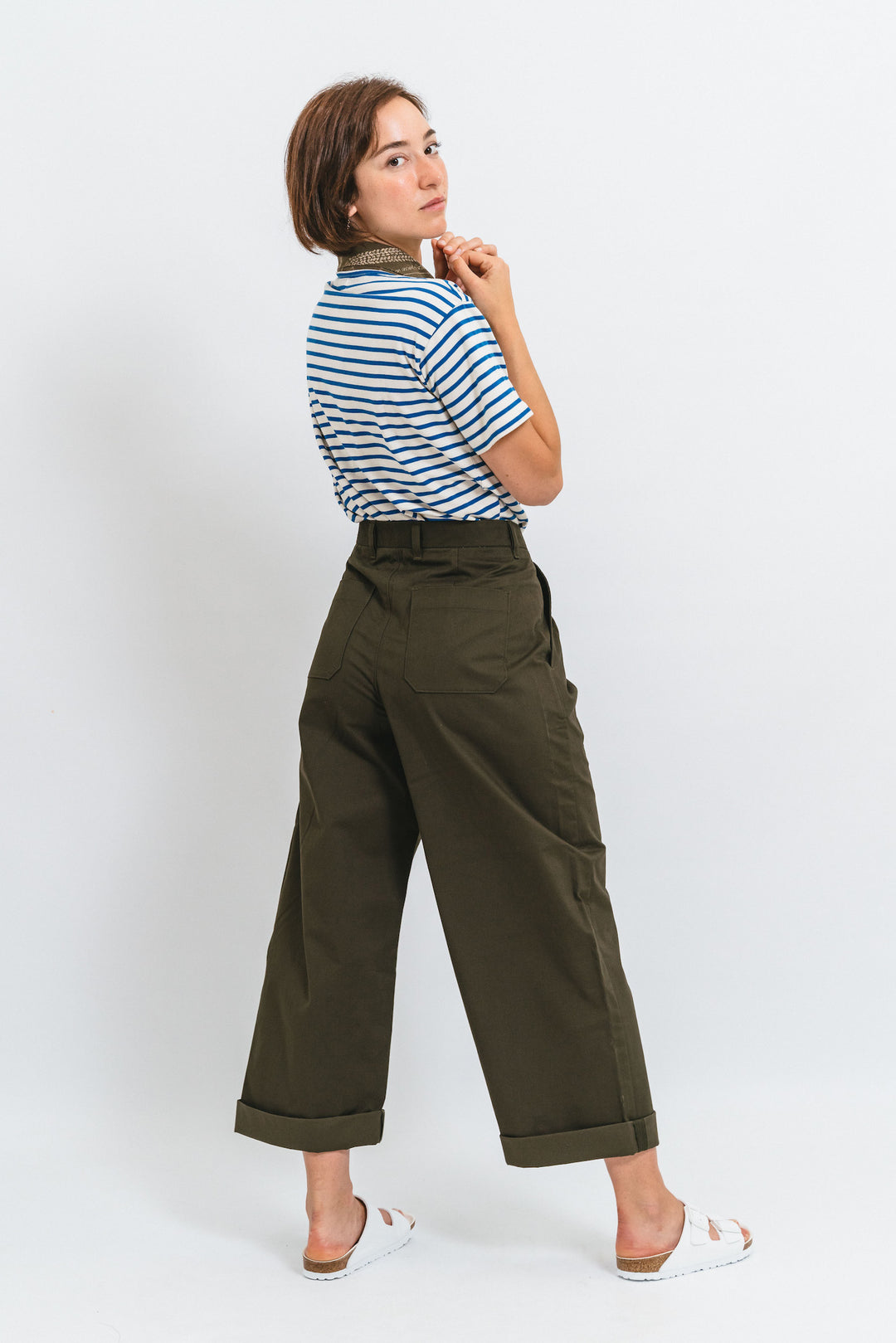 Wide Leg Pleated W/Chino Pants Army
